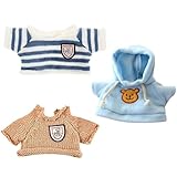 3 PCS Bear Clothes Set, Cute Teddy Bear Outfits for Stuffed Animals, Build A Bear Clothes for DIY Plush Dolls, Soft and Durable Hooded Bear Costumes for 20cm Bears