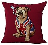 Touch Colourful 18x18 Inches English Bulldog Creative Personality American Flag and Union Jack pet Dog Home Throw Pillow Case Personalized Cushion Cover New Home Office Decorative Square