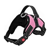 FYY Dog Harness No Pull, Breathable Adjustable Pet Vest, Reflective Oxford Easy Control Dog Harness with Sturdy Handle for Small Medium Large Dogs M-Pink