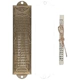 HOMSFOU 1 Set Jewish Mezuzah Case with Scroll Vintage Mezuzah Plaque Alloy Mezuzah Ornament Blessing Mezuzah Crafts Classic Jewish Gifts for Front Door Decor 132mm