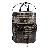 Ralph Lauren Polo Handbag Leather backpack Brown/GOLD Croc Holiday Travel WINNY 25 MED