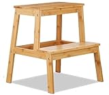 Wooden 2-Tier Step Stool Foot Step Up For Kids & Adults Easy Reach Multifunctional Household Display Shoe, Plant Stand, Bath Bench Outdoor Caravan Shop Bar (Natural)