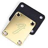 RuiJOTWAT 70s F Logo Strat/Tele 4-Bolt Gold Guitar Neck Plate Neckplate w/Screws