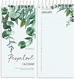 Prefdo Perpetual Calendar, Important Dates to Remember, Floral Monthly and Daily Wall Hanging Organizer Desktop Journal Event Planner for Birthdays Anniversaries Special Days, 5"x10"