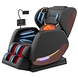 yewglen Massage Chair Full Body, Zero Gravity Massage Chair with 10 Fixed Rollers, Wood Grain Leather, Foot Massage, Airbags, Lumbar Heating, Bluetooth and Control Screen
