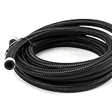 QWORK® AN6 Fuel Hose, Stainless Steel Nylon Braided Rubber Fuel Line Fuel Pipe, Remote Oil Cooler Line Coolant Pipe 9mm 0.35 Inch Internal Diameter for 3/8 Inch Tube Size (10FT/3M)
