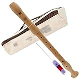 Recorder Instrument Maple Wood Alto Recorder For Beginners, Baroque/German Fingering F Key Recorder Flute, 3-piece With Cloth Bag/Cleaning Stick(Color: Primary color, Size: Baroque Style)