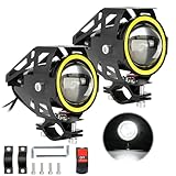 AUTOXBERT Motorcycle Led Headlight, 2PCS Motorcycle Spot Lights Auxiliary Fog Light for 12V 24V Motorcycles Motorbikes with High Low Beam