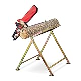 Relaxdays Sawhorse, Wood Sawing, 120 kg, Foldable, Work Bench and Chainsaw Holder, Firewood, Sturdy Steel, Metal, Gold