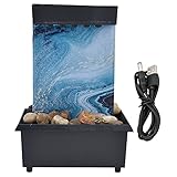 Segrehy LED Tabletop Fountain USB Powered Marble Water Fountain Ornament with Stones and LED Lights for Home Office Decoration Plastic 16.5x11.5x10cm