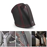 PU Leather Car Black&red Car Bucket Seat Belt Holder Protector Seatbelt Guide for BRIDE RECARO, Seatbelt Clip for Vehicle Automobile (Red)