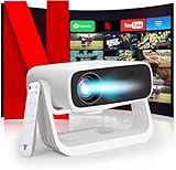 Wielio 2025 New Smart Projector Built-in Apps, Native 1080P 4K Supported, WiFi 6 & Bluetooth 5.2, Low Fan Noise (<30dB), 120° Adjustable Stand, Auto Keystone Home Cinema Projector for iOS/Android/PS5