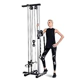 Wall Mounted Cable Crossover - Adjustable Home Gym Equipment - 18 Positions Double Bar Track - Linear Motion Bushing Carriages - Multi-Height Pulley Arms - 250kg Complete Home Workout Solution