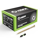 Heifix Multi-Purpose Wood Screws Pozi Double Countersunk - FREE Screw Bit Included (QTY 100, 5mm x 100mm)