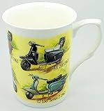Classic Scooters FINE Bone China Mug Featuring 6 Different Scooters The Grand Prix 200 2007 LI 125 Series 2 1959 SX 150 1963 LI 125 1961 SX 200 1963 LI 150 Series 2 1962