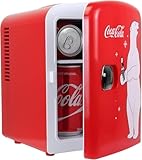 Mini Fridge For Bedrooms 4L Small Fridge 6 Can Table Top Quiet Mini Fridges For Skincare Office Food Drinks Kids Home Car & Travel 12v Portable Cooler Warmer Refrigerator by Coca-Cola, PB Red