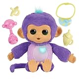 Fingerlings Care ‘n’ Cuddles Interactive Baby Monkey, Sunny (Purple), Toys for Kids Age 3+, 150+ Sounds and Reactions, Heart Lights Up