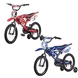 LSBIKE 16" 18'' Kids Bike Moto Bicycle Motocross Motorcycle Bike Simulated Motorbike Sound With Removable Stabilisers Wheels for Ages 3-9 Years Old Boys Girls (16in Red)