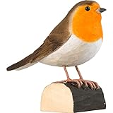 WILDLIFEGARDEN Wildlife Garden - DecoBird Robin (WG4404) - Hand Carved Decorative Bird Figurine Made of Linden Wood - Small European Birds Collection