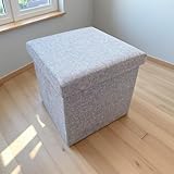 LBMONKEY Grey Ottoman Storage Box Stool Bench Footstool Seat Small Cube Box with Lid Ottomans Padded Foldable End of Bed Storage Chest for Bedroom Hallway Living Room Indoor Outdoor Footrest (Grey)