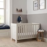 Tutti Bambini Alba 3-in-1 Baby Cot Bed (0-4 years) 120x60 cm - 3 modes: Wooden Baby Crib, Toddler Bed & Day Bed, Convertible Baby Bed, Adjustable Base, (White)