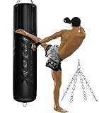 RDX Heavy 5FT Punch Bag Pro Training 2PC 3PC & 4PC, 25KG Pre Filled with 50KG Max Filling Capacity, Boxing Bag Set with Gloves, Bracket, Hanging Steel Chain, MMA Kickboxing Muay Thai BJJ Home Gym