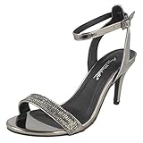 Anne Michelle Ladies High Heel Sandals - Pewter Metallic - UK Size 8 - EU Size 41 - US Size 10