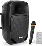Pyle 800W Portable PA System, Large Bluetooth Speaker w/Wireless Microphone, 20cm Battery Powered PA Systems, Active Speakers, Powerful Loudspeaker, USB/SD Card Reader, for Stage/Parties/Events