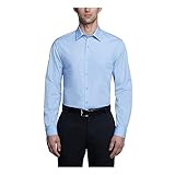 Van Heusen Men's Dress Shirt Fitted Poplin Solid, Cameo Blue, 16.5" Neck 34"-35" Sleeve