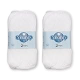 Cottonify 4 Ply Pack of 2 100% Combed Cotton Mercerized Crochet and Knitting Yarn| 4 Ply Medium Weight | Gassed & Mercerized Ne 6/4 Soft Yarn – 186 Yd 100 Grams per Ball | (2, White)