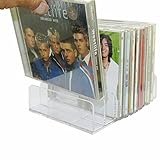Pmsanzay DVD Storage Box - Clear Acrylic - Stackable DVD and CD Holder, CD Display Rack CD Organizer Stand - Holds up to 14 Standard CD Cases for Media Shelf Storage and Organization - No DVD