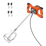 2600W Electric Paddle Mixer - Portable Drill Mixer for Mortar, Cement, Concrete, Paint, Plaster, Resin & Adhesives - 6 Adjustable Speeds, M14 Mixing Rod, 120mm Stirrer, Orange