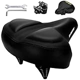 DAWAY C40 Ultra-Comfortable Oversized Bike Seat - Memory Foam Padded, Extra Wide Soft Bicycle Saddle for Men Women Seniors - Fit for Peloton, Cruiser, Stationary, Mountain Road Bikes - Shock Absorbing