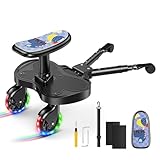 JoyCushy Buggy Board with Seat, Universal Buggy Board with LED Wheels, Kiddy Board with Patterned Seat, for Toddlers from 2-6 Years, Load 25 Kg, Fits 99% of Prams