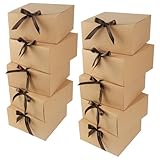 GXFCING Gift Boxes Brown, 10 Pack 20x20x10cm Large Kraft Gift Box with Lid, Bridesmaid Proposal Box for Wedding Birthday Festival Christmas Party Present Packaging
