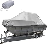 Durable 600D Oxford Waterproof Boat Cover Gray - Fits 17-19ft Trailers Heavy-Duty Protection for Your Boat Against Damage and Weather Elements