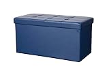 La Maison Large Ottoman Foldaway Storage Blanket Toy Box Bench Faux Leather Practical Bench Blanket Box (Navy, 76cm x 38cm)