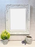 DOWNTON INTERIORS Antique White Bevelled Glass Carved Wall Mirror ~ Vintage Shabby Chic! 53cm x 43cm