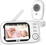 GHB Baby Monitor with Camera and Night Vision, 3.5-inch Video Monitor, VOX Mode, 2-Way Talk, 8 Lullabies, Temperature Alert, Feeding Reminder