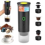 Umisu 3-in-1 Portable Coffee Machine Wireless, Espresso Coffee Maker for Small & Large Capsules, Ground Coffee Self Heating Capsules Pods Espresso for Home Office Car RV Camping Hiking Travel, Black
