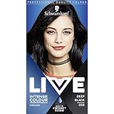 Schwarzkopf LIVE Intense Colour, Long Lasting Permanent Black Hair Dye, With Built-In Vibrancy Serum, Up To 100% Grey Coverage- Deep Black 099