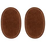 ZUPAYIPA 2Pcs Sew-On Fabric Oval Elbow Knee Patches Sweater Trousers Repair Patches Craft Supply Sewing Appliques (Suede Fabric，Brown)