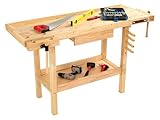 The Workplace Depot Wooden Workbench – Heavy-Duty Workstation with Rapid-Action Vices & Integrated Storage, Ideal for DIY, Carpentry & Professional Workshops