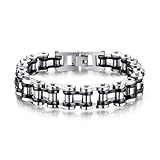 LAFATINA Men's Bicycle Bike Rocker Link Manly Motorcycle Chain Bracelets Fathers Day Stainless Steel Wide Masculine Bangle Wristband, 8.38 inches