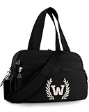 Gym Duffle Bag for Women – Embroidered Custom Initial Sports Bag for Girls – Trave Bag Dance bag for girls Personalized Gym Bag Gift for Mom, Teenager Girl, Daughter, Mother, Black, W