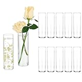 Cylinder Vase Tall Bud Vases: Hewory 12 Small Glass Vases for Wedding Table Decoration - Single Stem Vase Centrepieces for Tables Baby Shower Decorations Bridal Shower Party Birthday