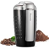 Electric Coffee Grinder, 200W, 100g Capacity, One Touch Operation, Blade and Cup Made with Stainless Steel, Includes Cleaning Brush (Black)