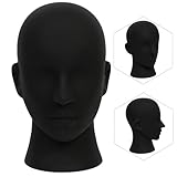 Male Mannequin Head Black Glossy Professional Head PVC Mannequin Head Display for Glasses,Hat,Game Console,Wigs,Headphone (Matte black)