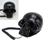 YUEHISY Skull Landline Telephone, Unique Design with HD Sound Quality, Multifunctional Corded Desk Phone, with Quick Disconnection Dialing Redialing (Black)