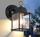 EBION Outdoor Wall Lantern,Black Outdoor Wall Lights IP44 Waterproof, Aluminum Exterior Wall Sconce Light Fixtures with Clear Glass Shade,Outside Wall Lamp for Porch Front Door Patio Garden